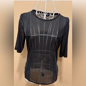 AFRM Black Sheer Mesh Short Sleeve Top Size Small